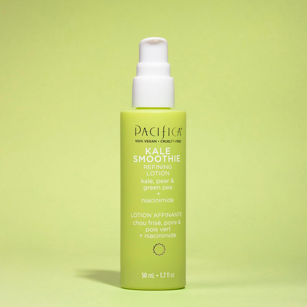 Kale Smoothie Refining Lotion texture showing quick absorption and matte finish.