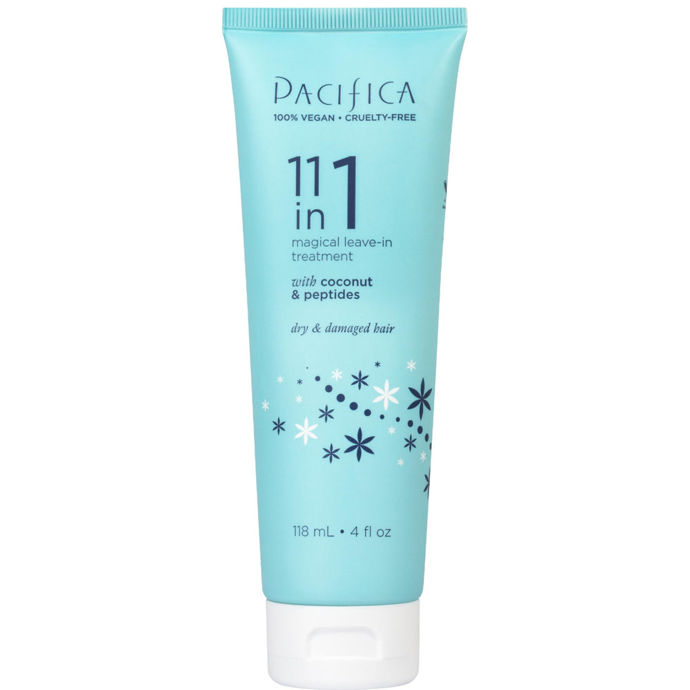 Pacifica Leave-In Conditioner 11-in-1 bottle delivers lightweight hydration for all hair types.