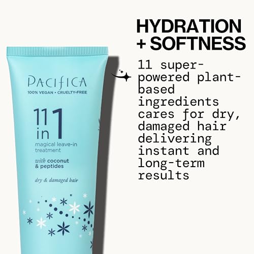 Pacifica Leave-In Conditioner applied on wet hair aids detangling and styling.