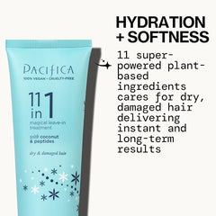 Pacifica Leave-In Conditioner applied on wet hair aids detangling and styling.