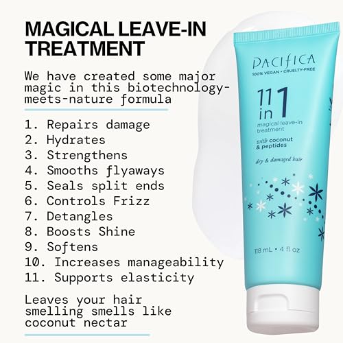 Pacifica Leave-In Conditioner coconut scent adds tropical aroma while moisturizing.