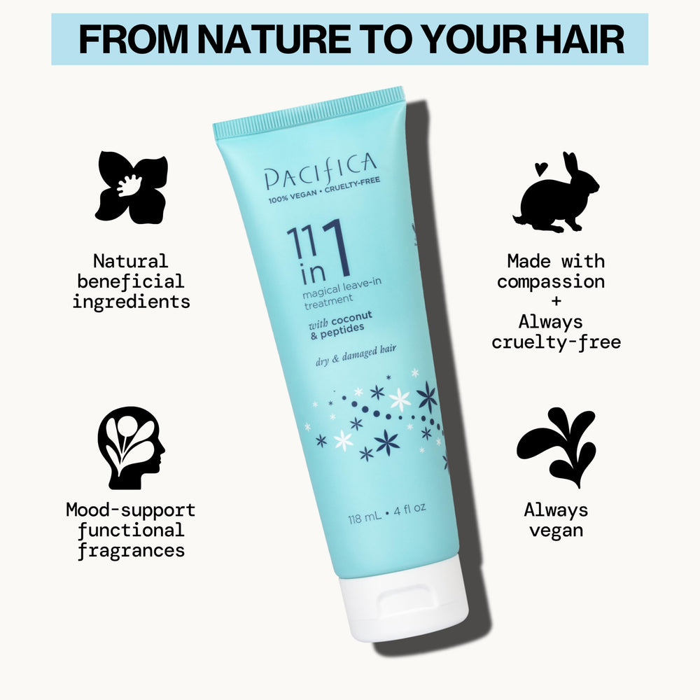 Frizz control helps keep hair calm in humidity with Pacifica conditioner.