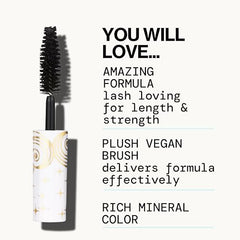 Pacifica Mini Stellar Gaze Mascara brush close-up demonstrates precise lash separation.