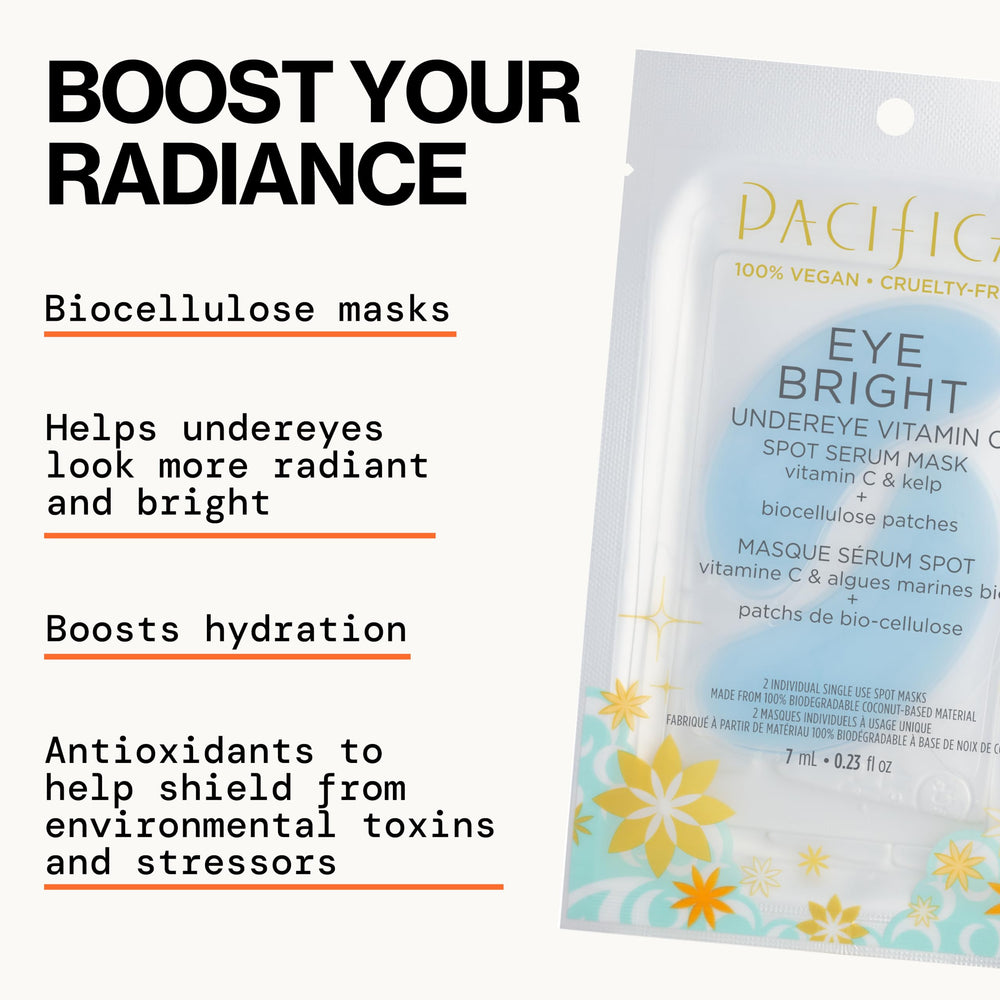 Pacifica Packaging flatlay with patches ready for easy at-home treatment.
