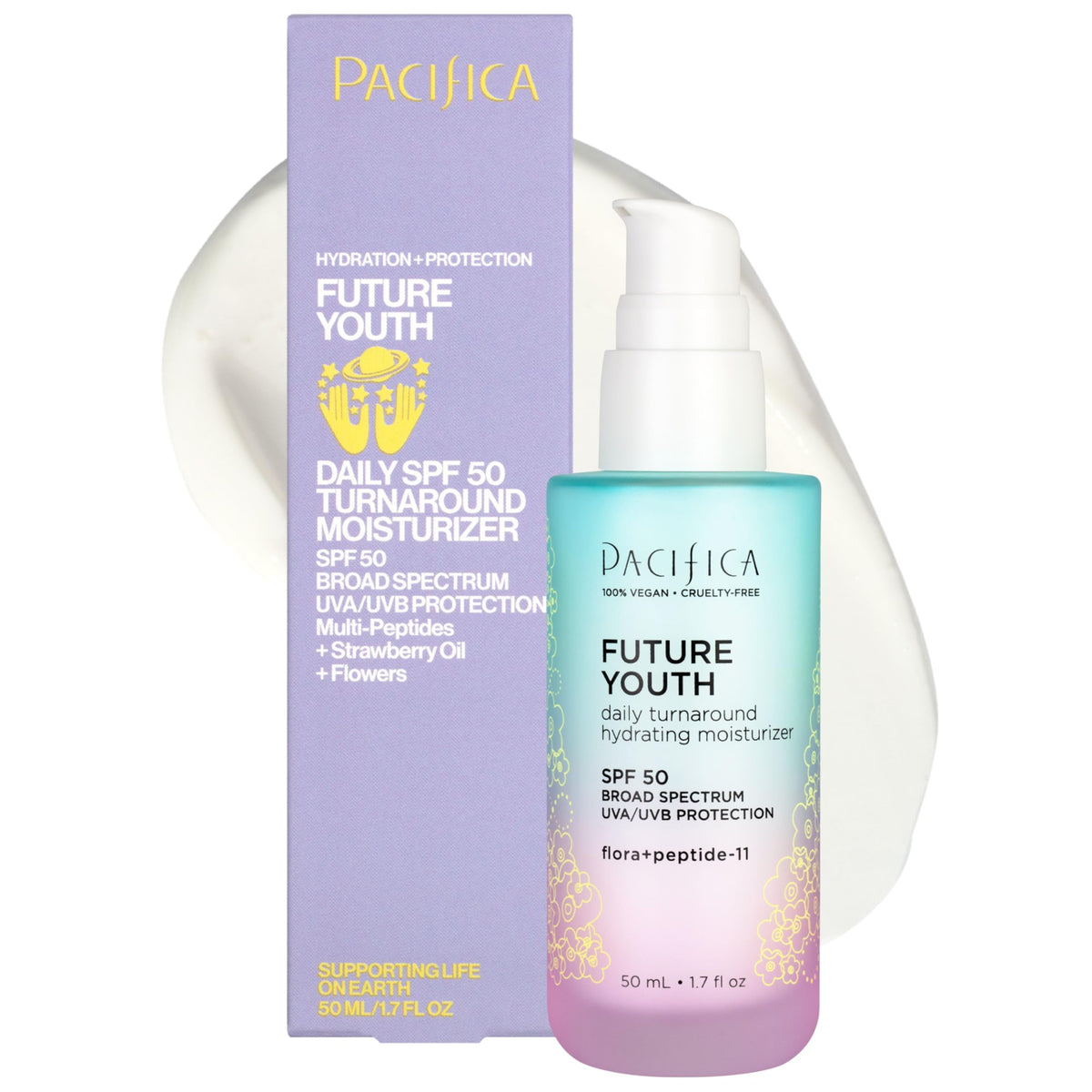 Pacifica Peptide Face Moisturizer bottle shows hydrating daily-use formula