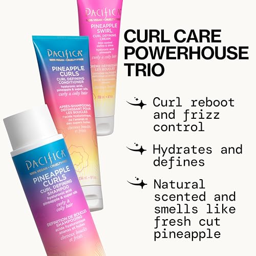 Pacifica Pineapple Curls Conditioner bottle delivers deep hydration for detangled, softer curls.