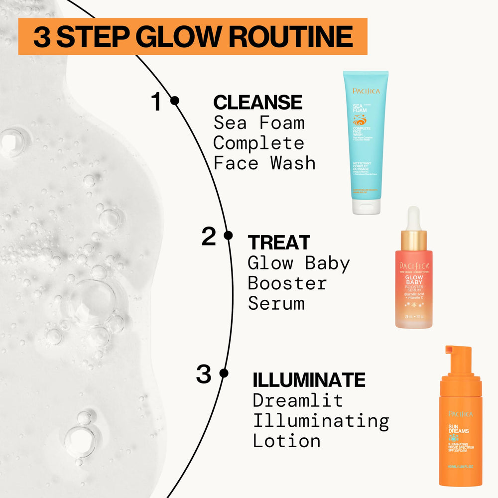Pacifica Sea Foam bottle on sink captures everyday cleansing routine.