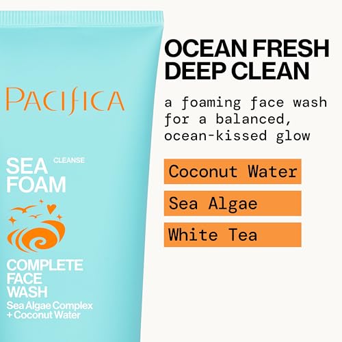 Pacifica Sea Foam foamy cleanser close-up shows a gentle, balanced-cleanse action.