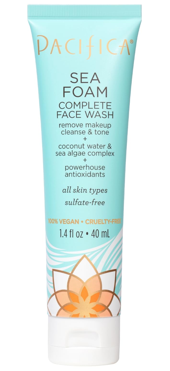 Pacifica Sea Foam mini travel bottle ready for on-the-go cleansing and makeup removal.