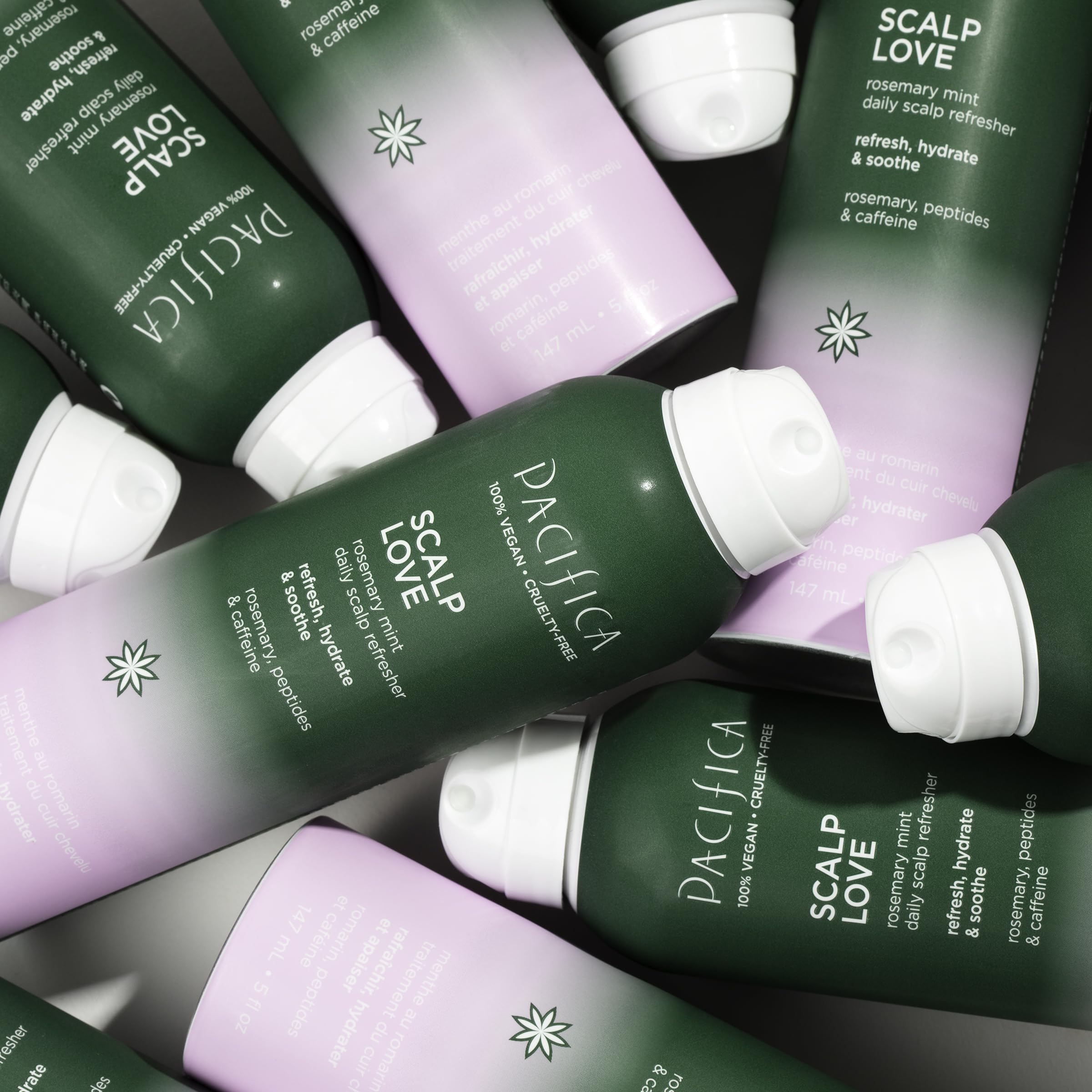 Pacifica Serum Spray vegan-cruelty-free seal communicates planet-friendly scalp care.