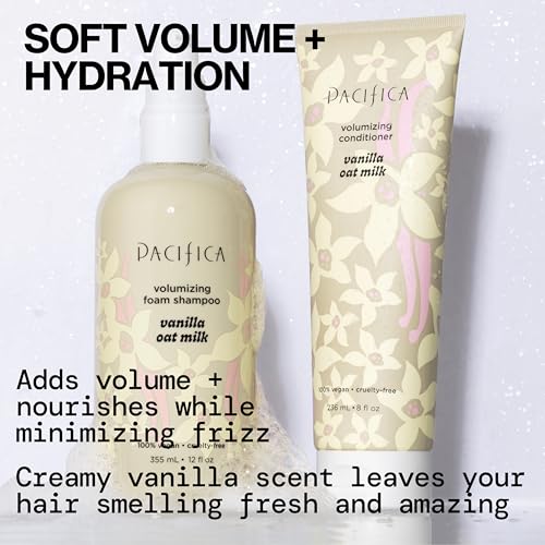 Pacifica Vanilla Oat Milk conditioner applied for detangling and smooth hair
