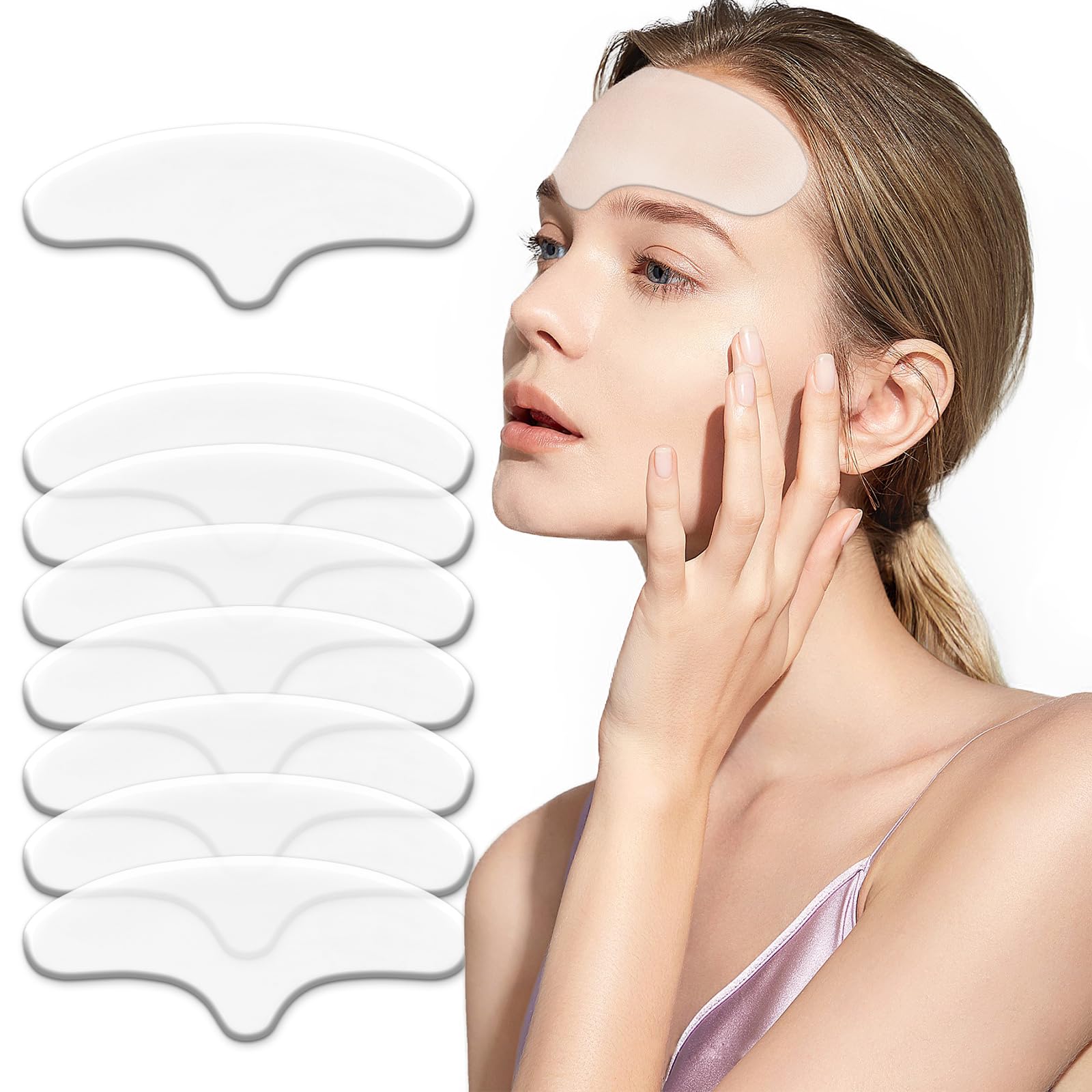 Pacify forehead patches applied to smooth forehead wrinkles overnight.