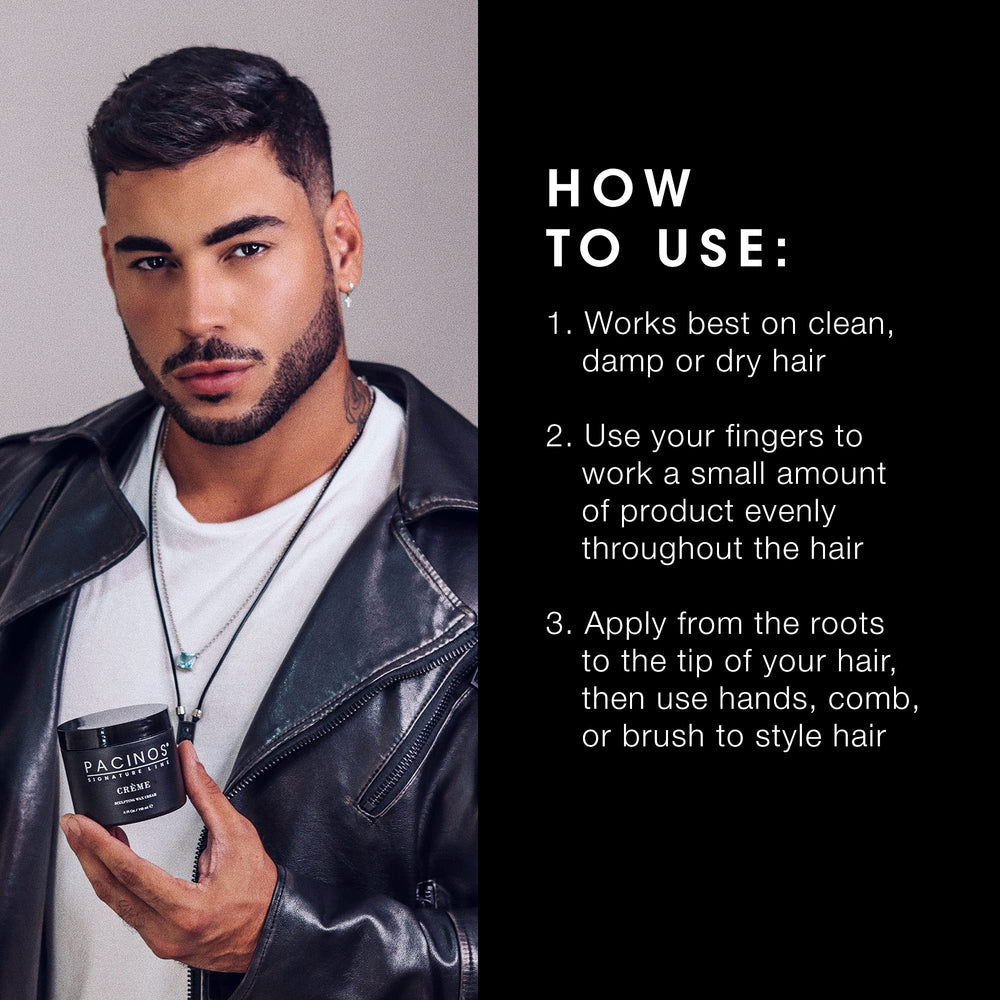 Pacinos Creme wash-out emphasizes residue-free cleanup after styling