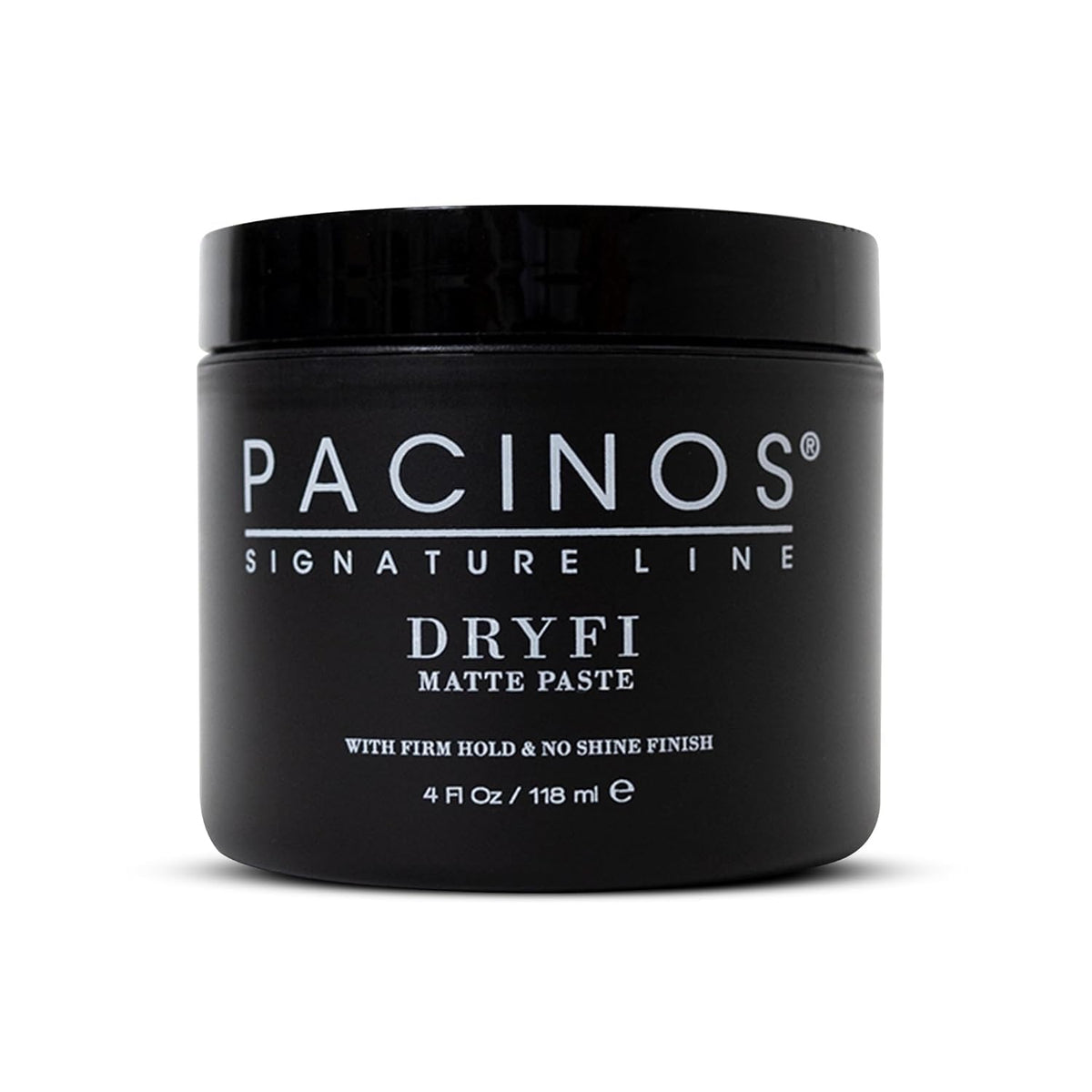 Pacinos DRYFI matte paste bottle for a natural, shine-free finish.