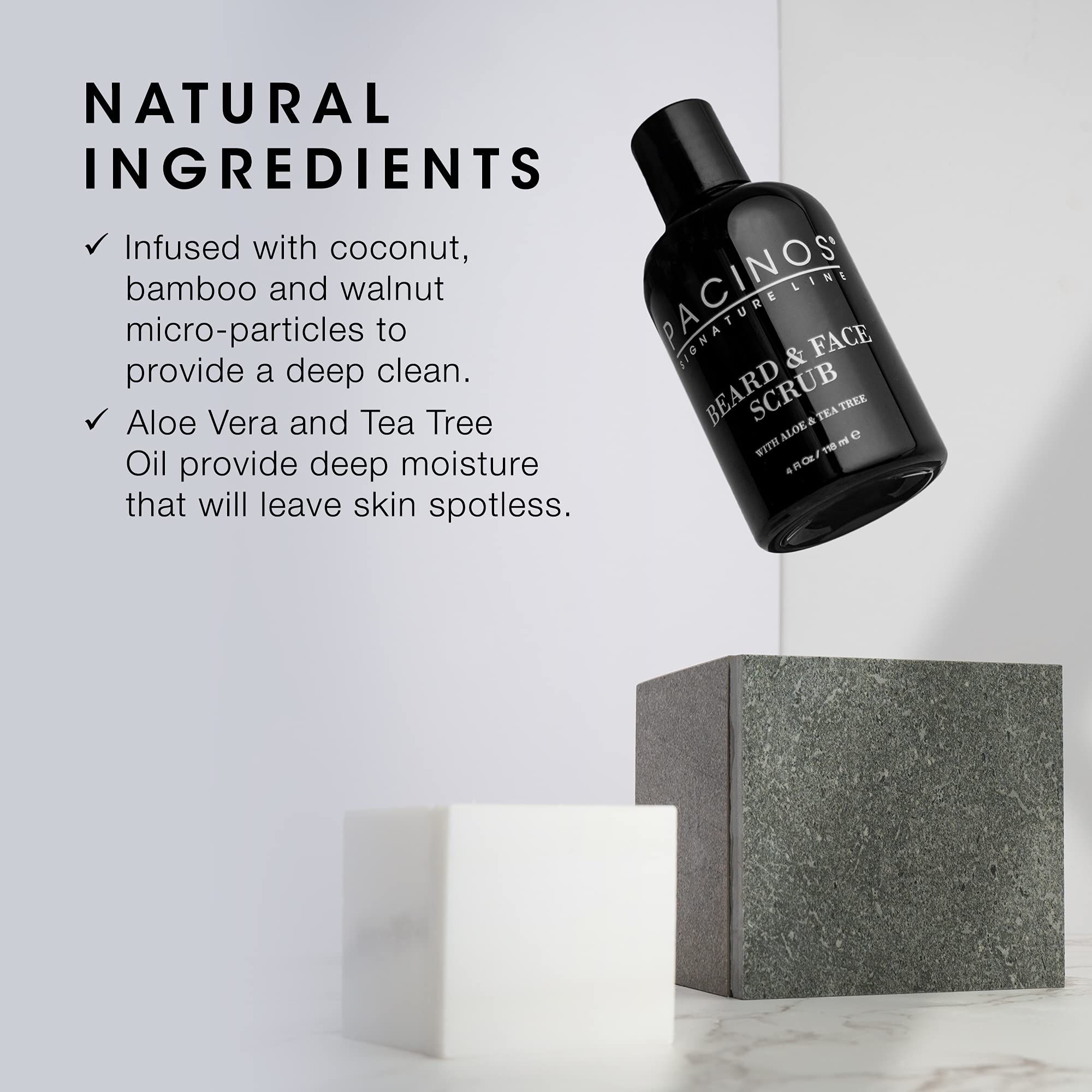Pacinos Natural exfoliation with coconut bamboo walnut particles