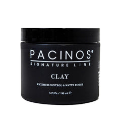 Pacinos Signature Line clay hair paste jar for natural finish and firm hold.