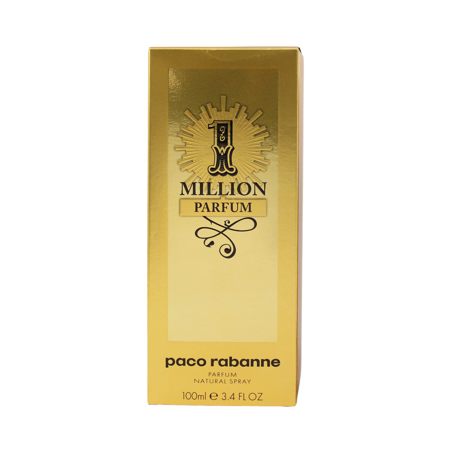 Paco Rabanne One Million bottle front view, bold design for evening wear.