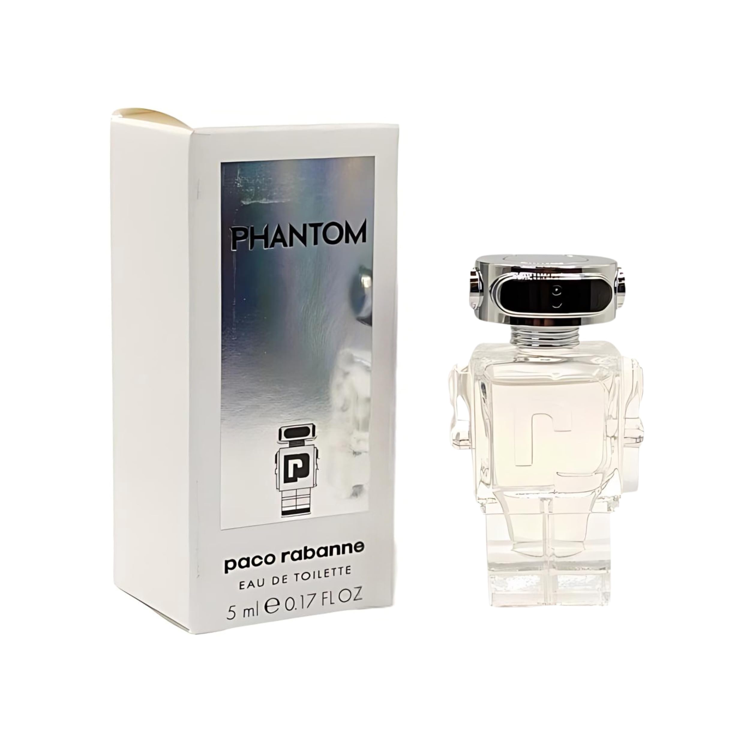 Paco Rabanne Phantom mini EDT bottle front view, ideal for travel rotation.