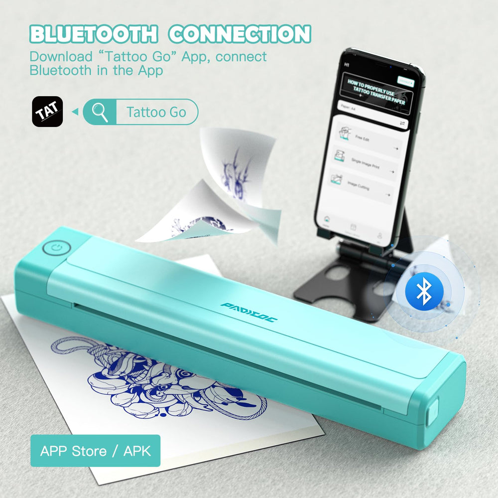 Padieoe tattoo stencil printer app control showing wireless setup