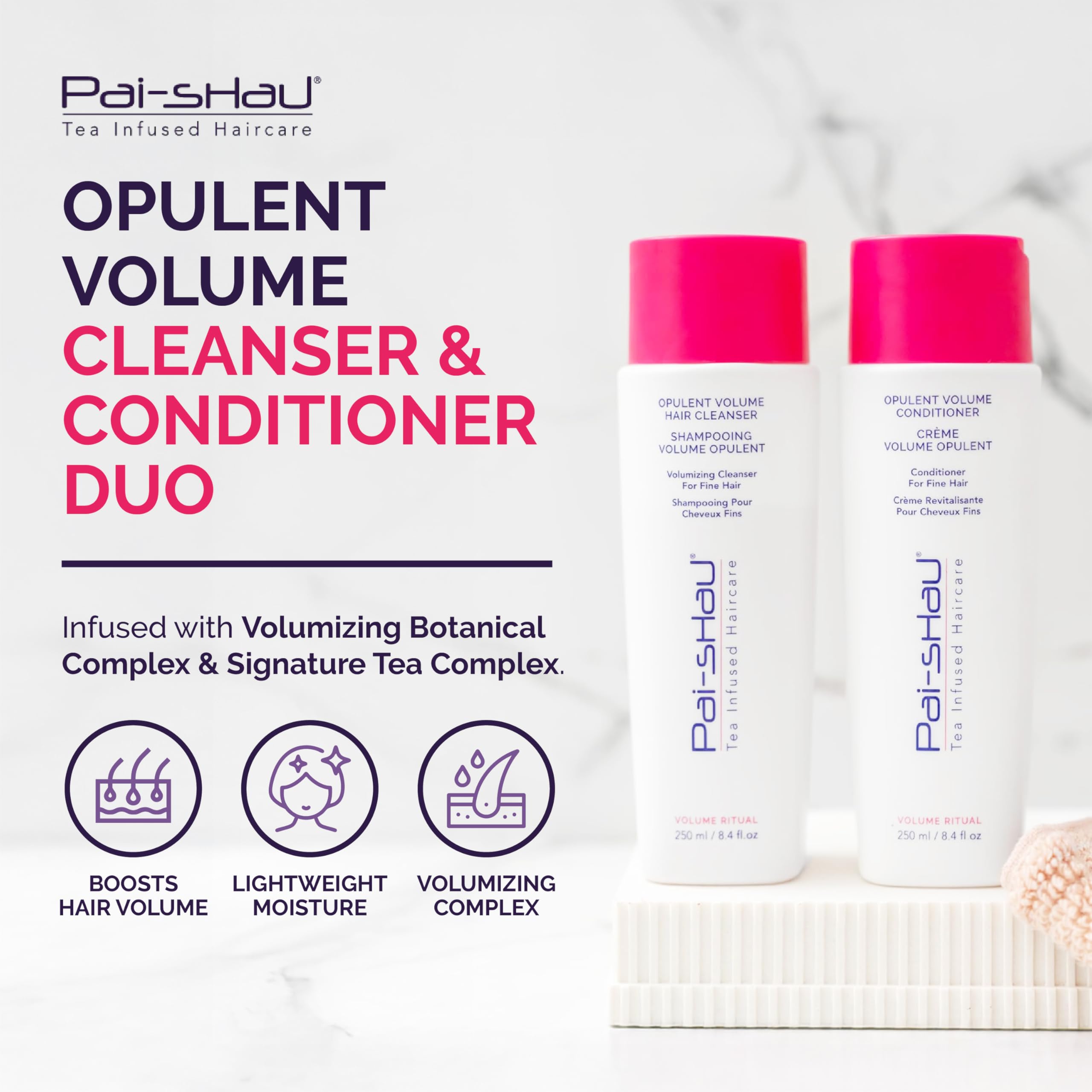 Pai-Shau Opulent Volume cleanser bottle side highlights generous 1 liter size