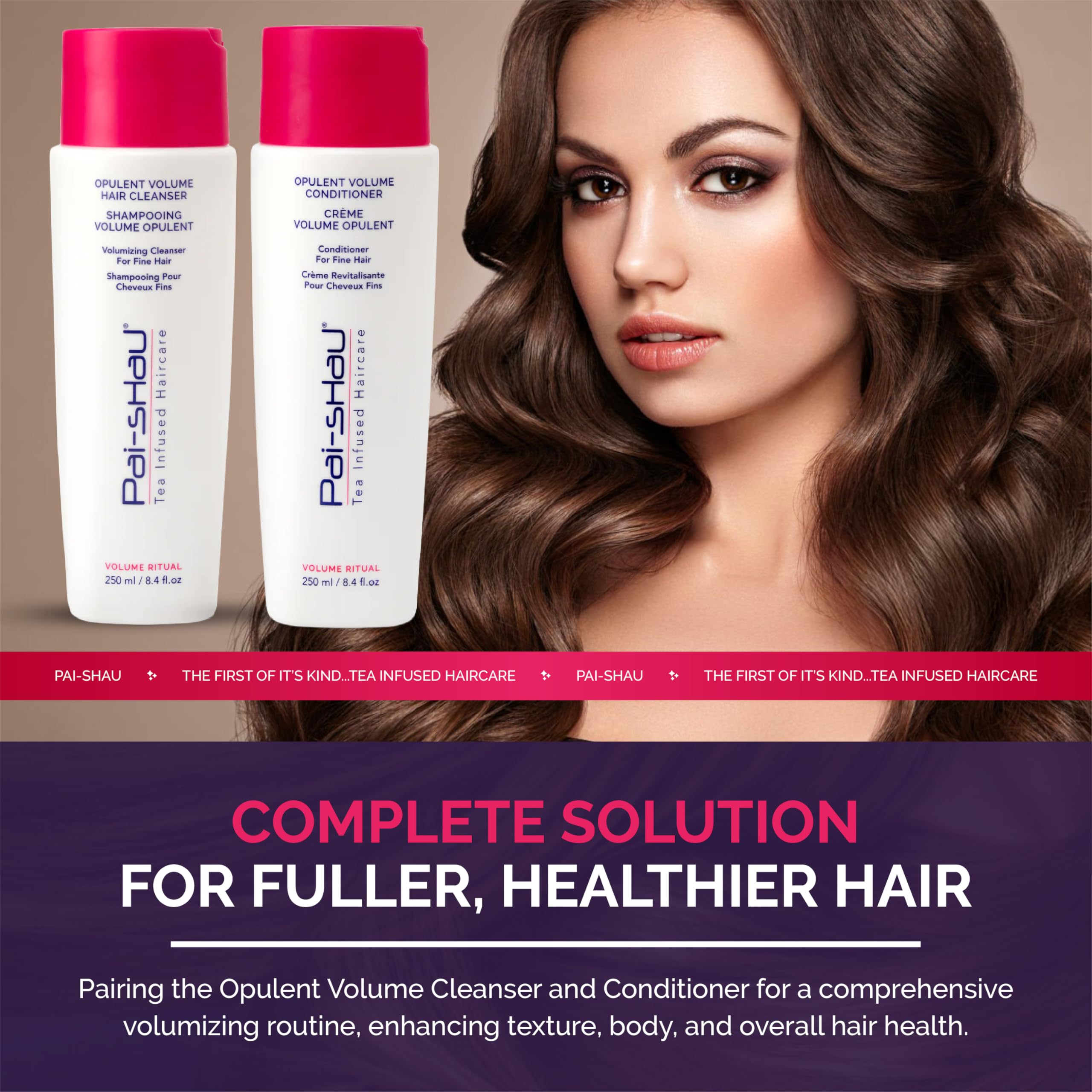 Pai-Shau Opulent Volume conditioner bottle side shows premium hydrating formula