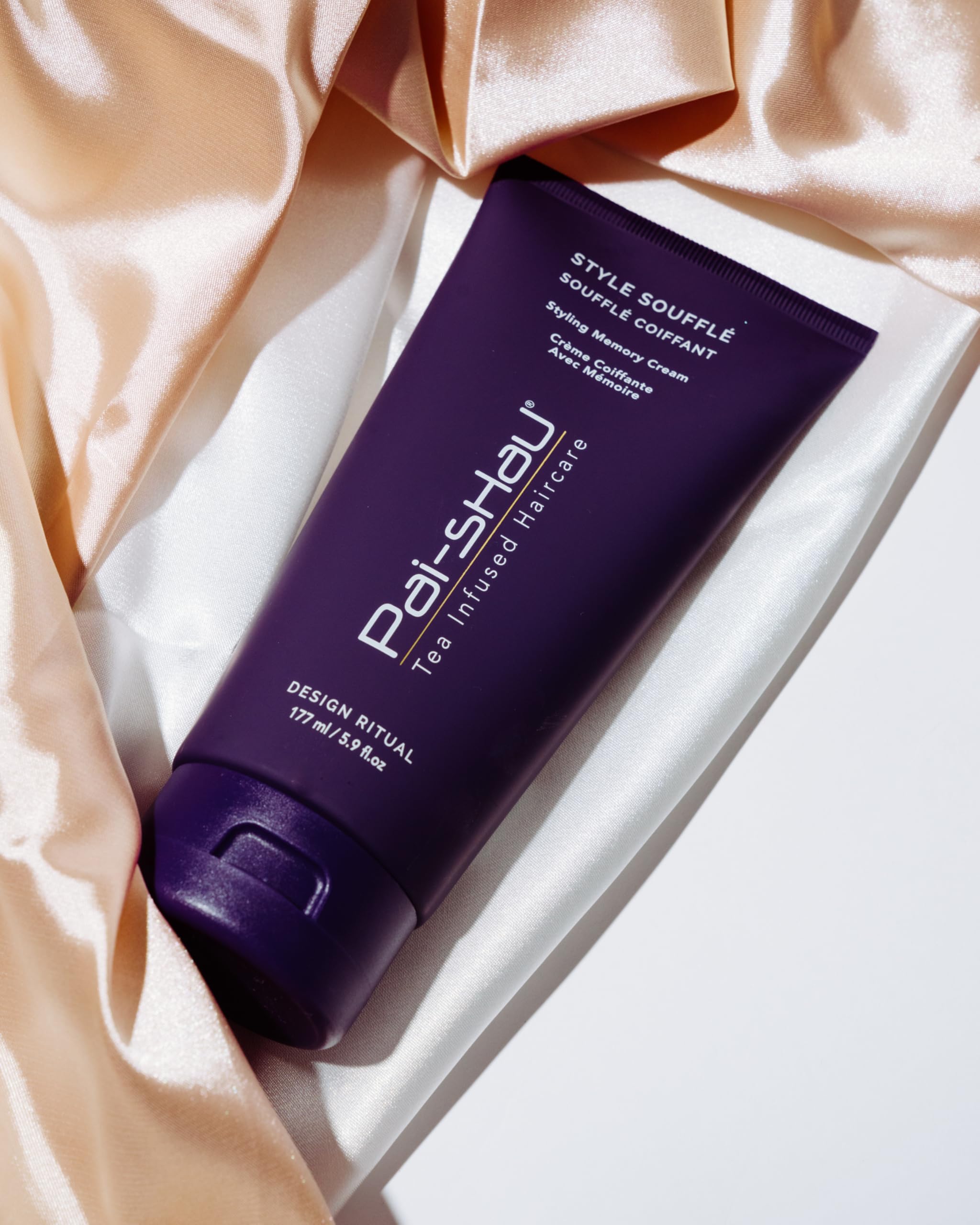 Pai-Shau Style Soufflé on damp hair delivers soft volume and lasting style memory.