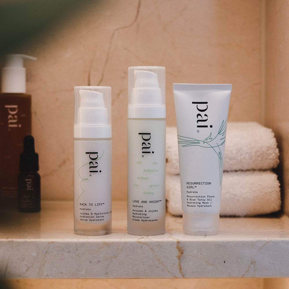 PAI SKINCARE Love Haight daily routine moisturizing for dry skin.