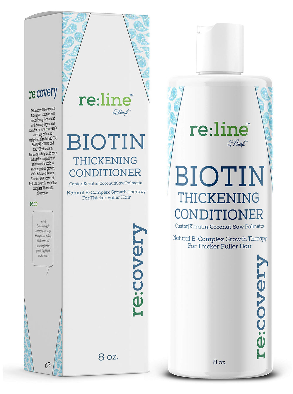 Paisle Botanics Biotin Hair Growth conditioner bottle pour supports fuller-looking hair.