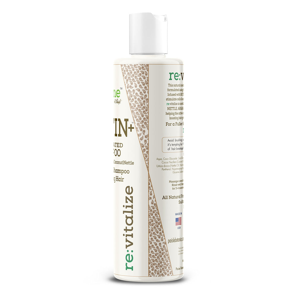 Sleek Paisle Botanics Biotin Shampoo bottle on vanity for daily nourishment