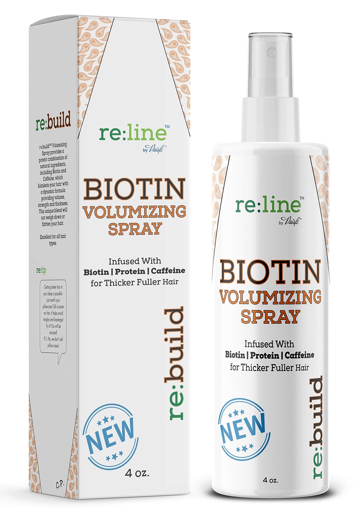 Paisle Botanics Biotin Volumizing Spray bottle offers easy styling and lift.