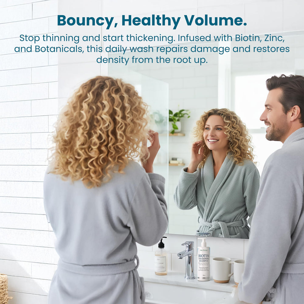 Fine hair volume demonstration after washing with Paisle Botanics.