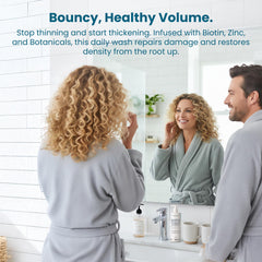 Fine hair volume demonstration after washing with Paisle Botanics.