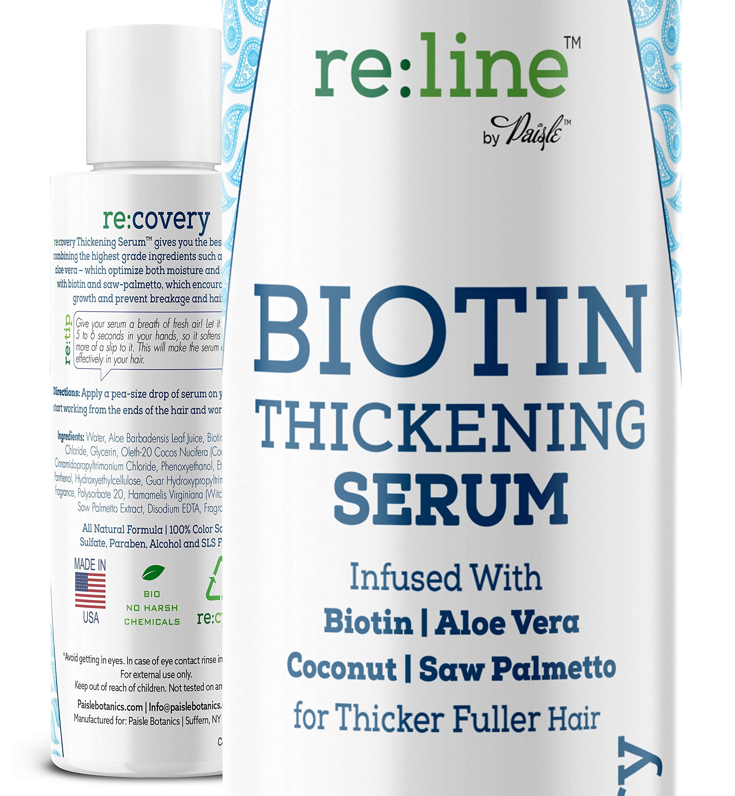 Paisle Botanics Hair Growth Serum bottle ready for use, promising fuller-looking hair.