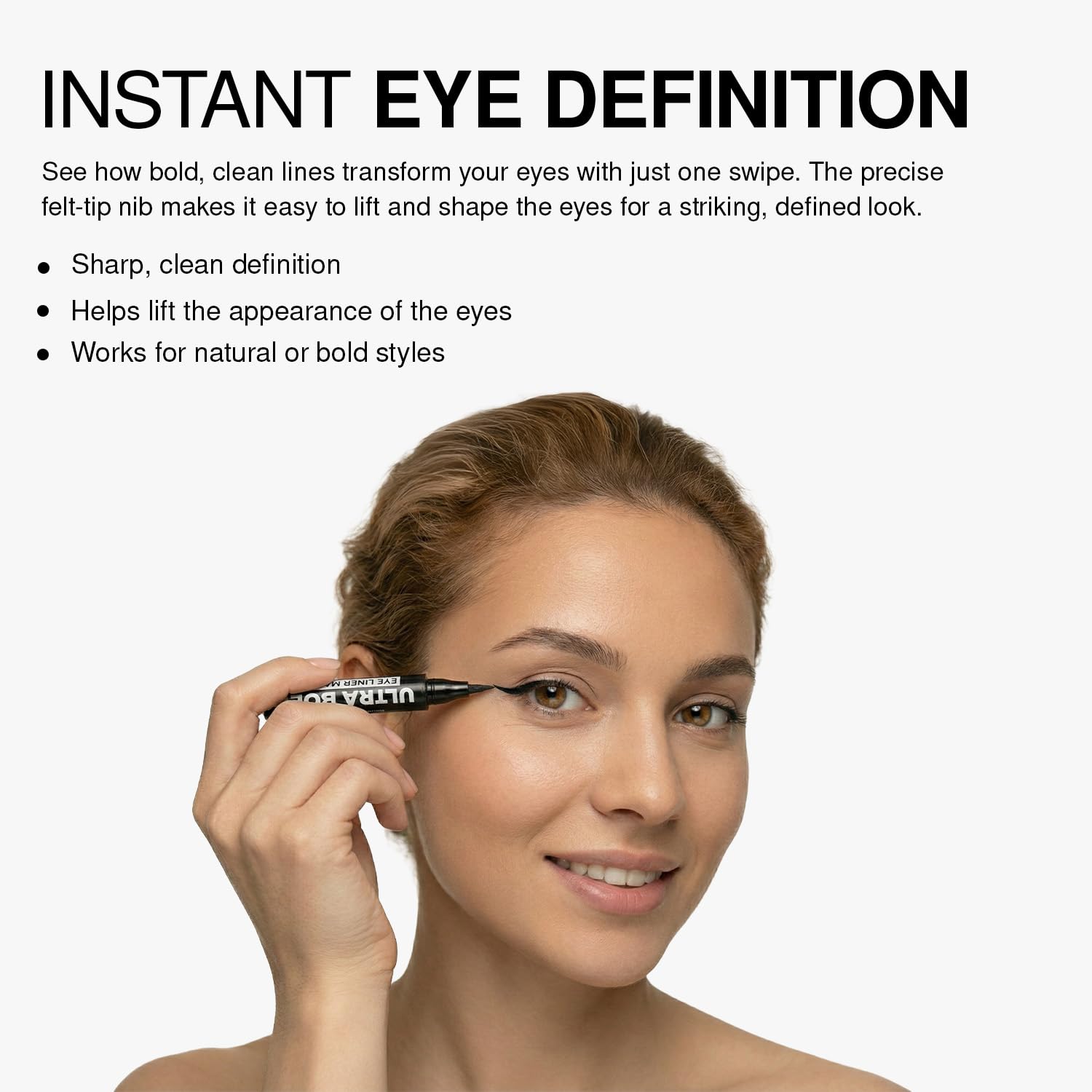 Quick-dry formula helps set the line without waiting.