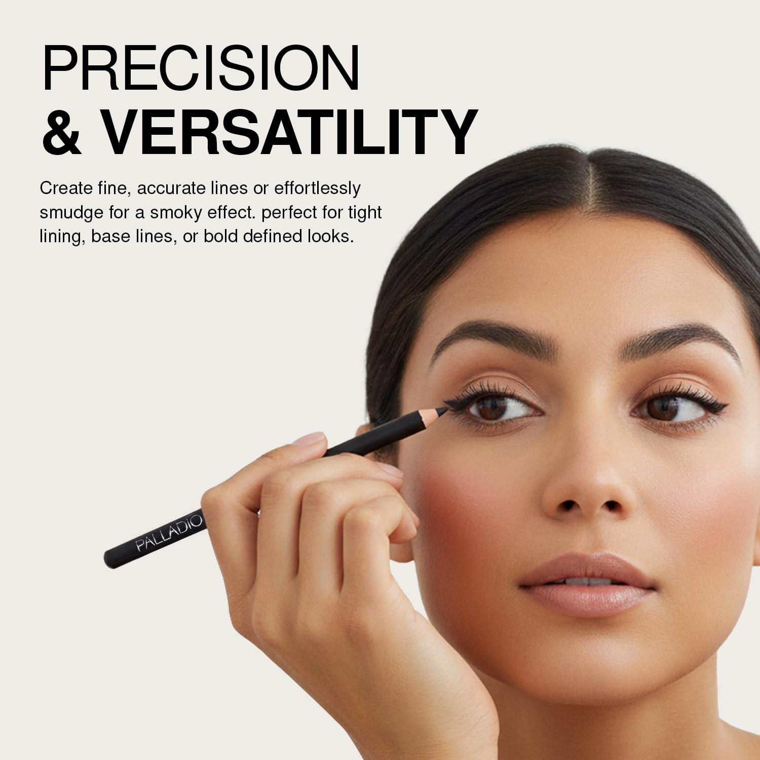 Palladio wooden eyeliner pencil in Golden Olive shade adds warm depth.