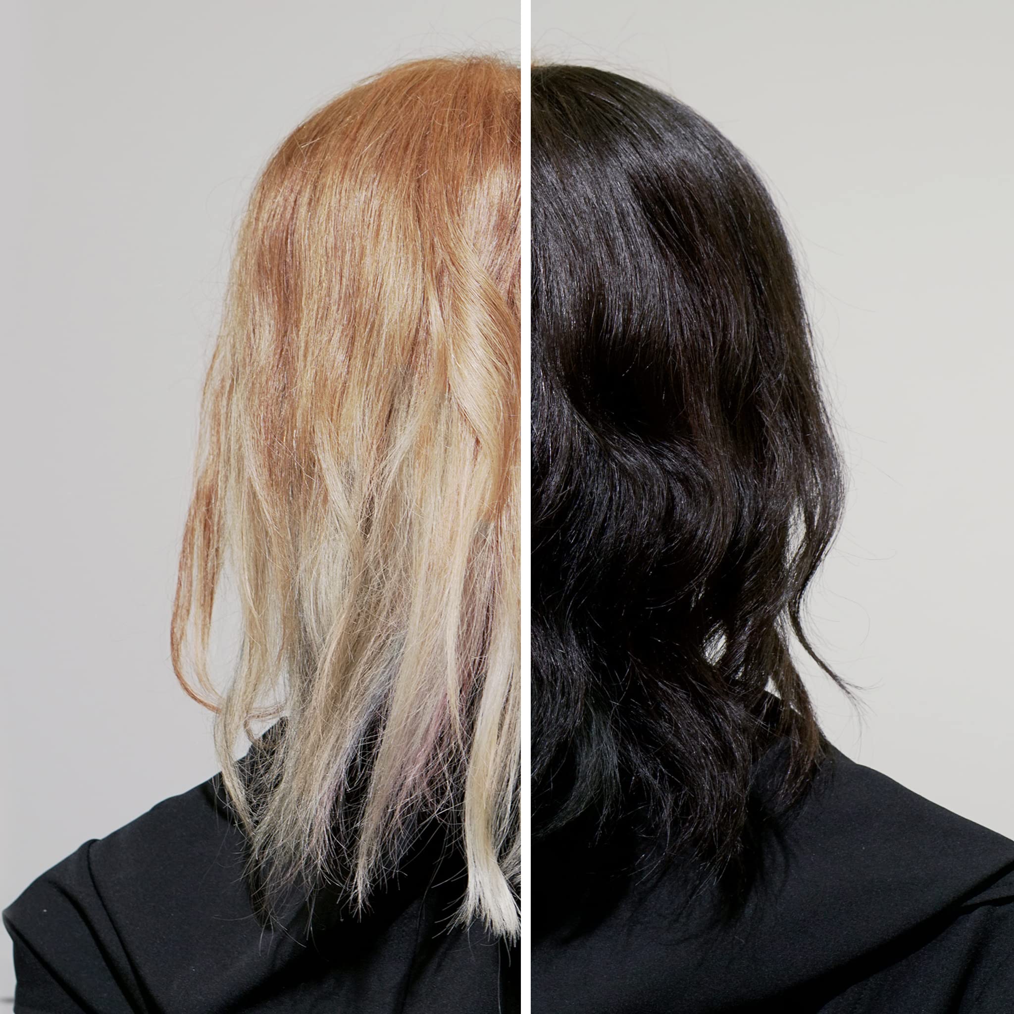 Pallure Jet Black hair shine close-up showing rich color.
