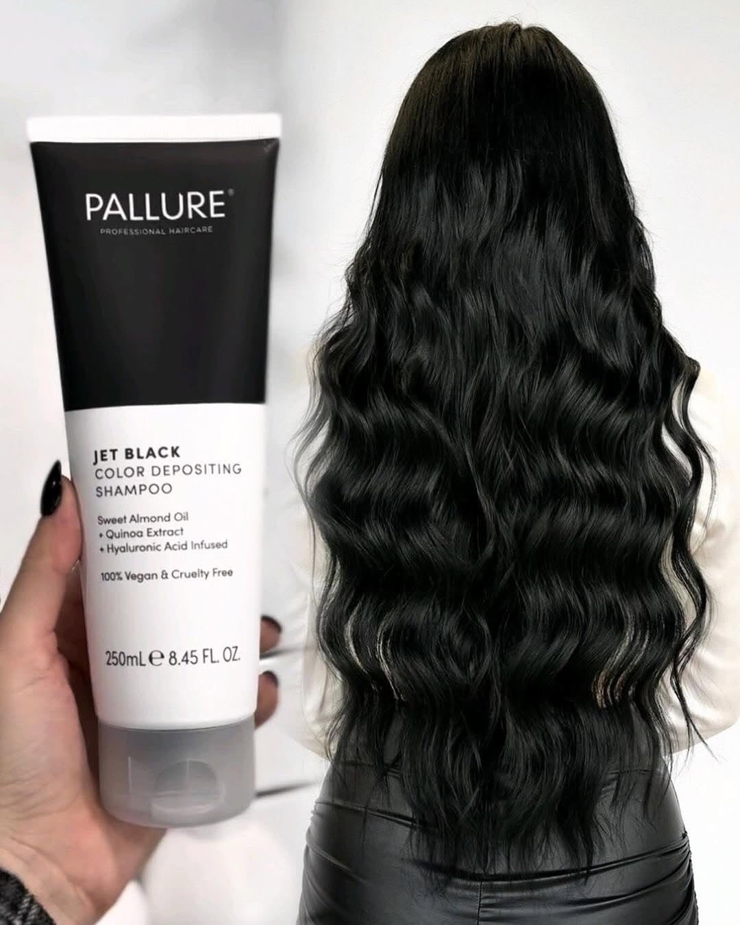 Pallure Jet Black packaging highlights vegan and cruelty-free formula