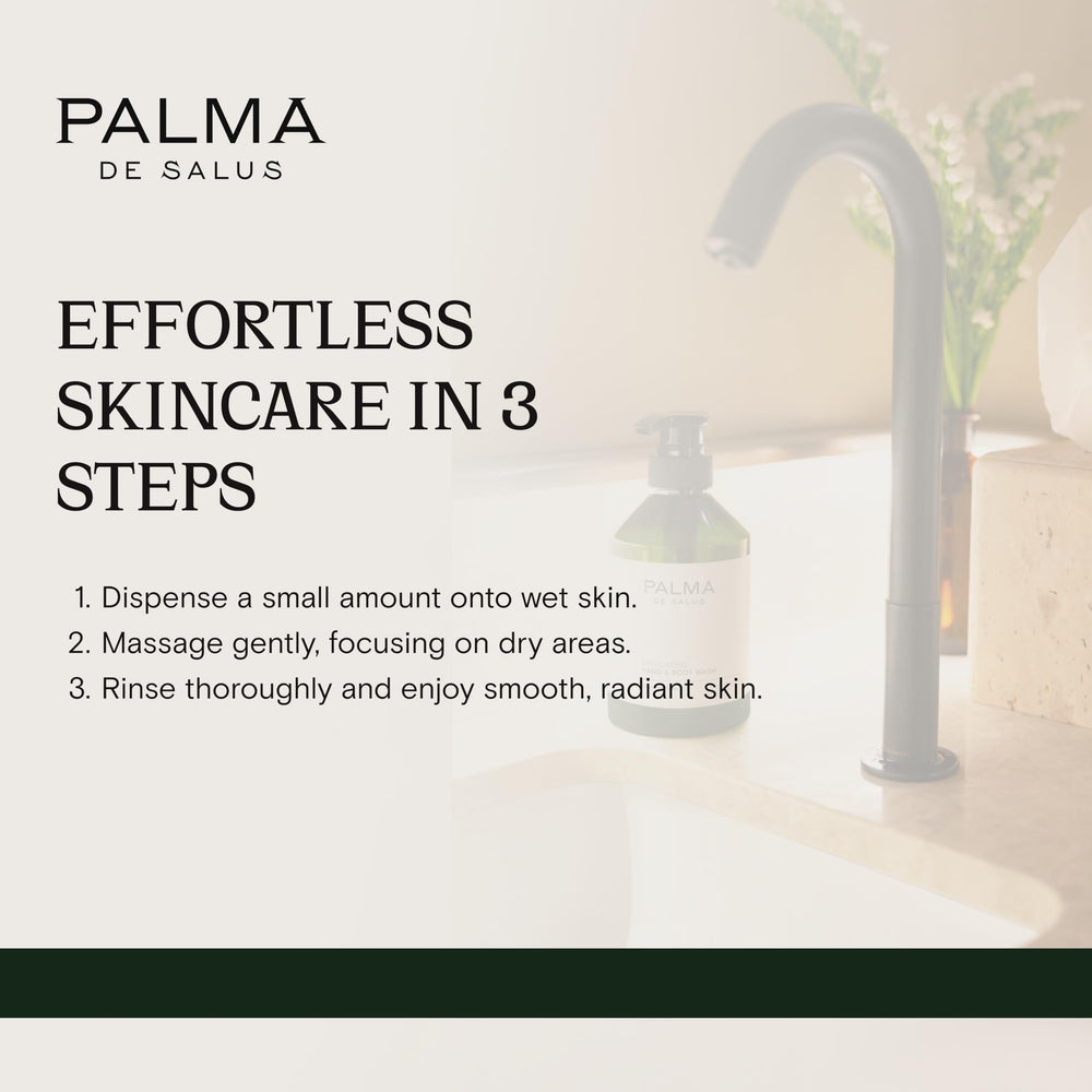 Palma de Salus Exfoliating Wash leaves skin hydrated after shower.