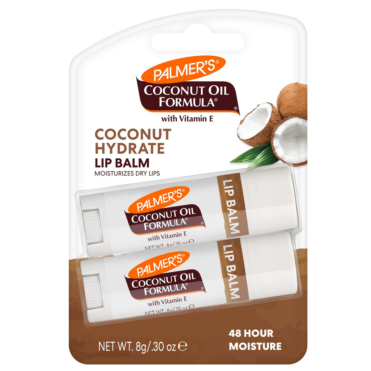Palmer's coconut oil lip balm duo pack for on-the-go hydration and touch-ups.