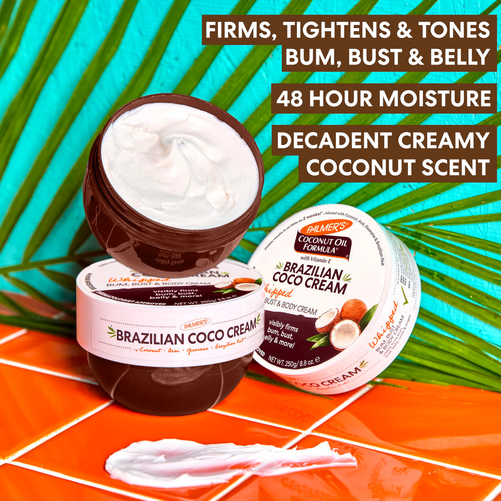 Palmer's Coco Cream texture close-up emphasizes cushiony, skin-hugging feel.