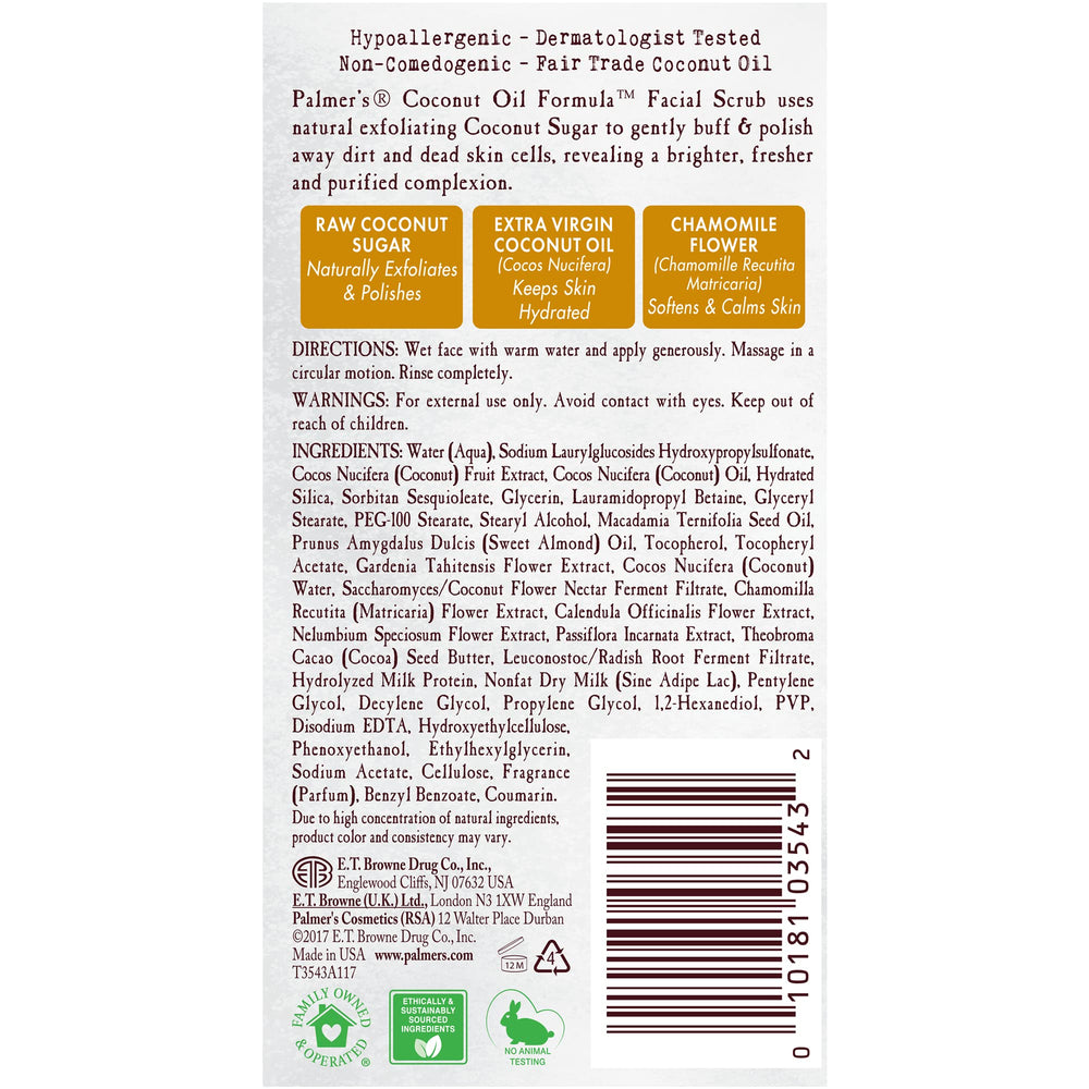 Palmers Coconut Sugar Facial Scrub foaming action during gentle exfoliation