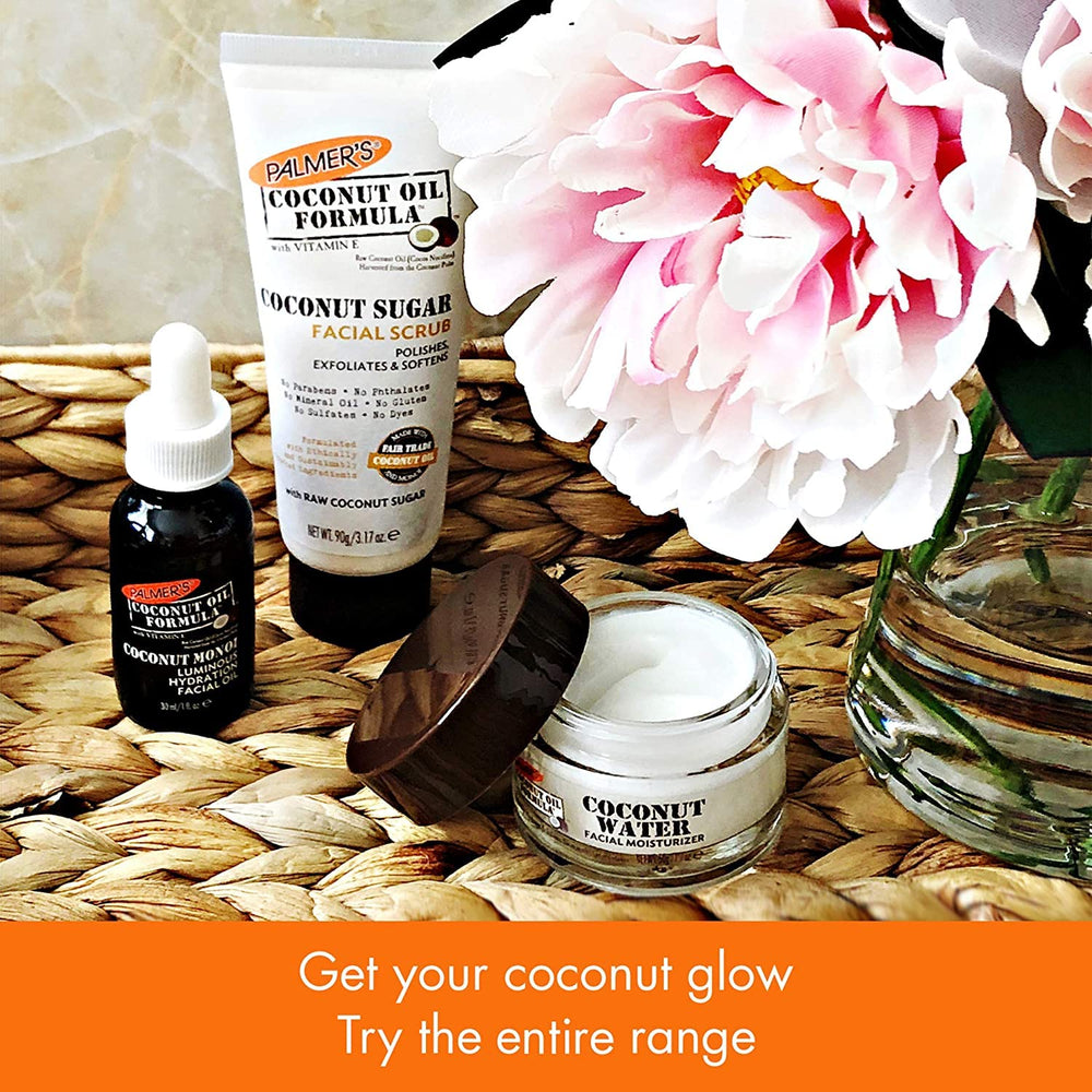 Palmers Coconut Sugar Facial Scrub vitamin E detail for nourished-feel skin