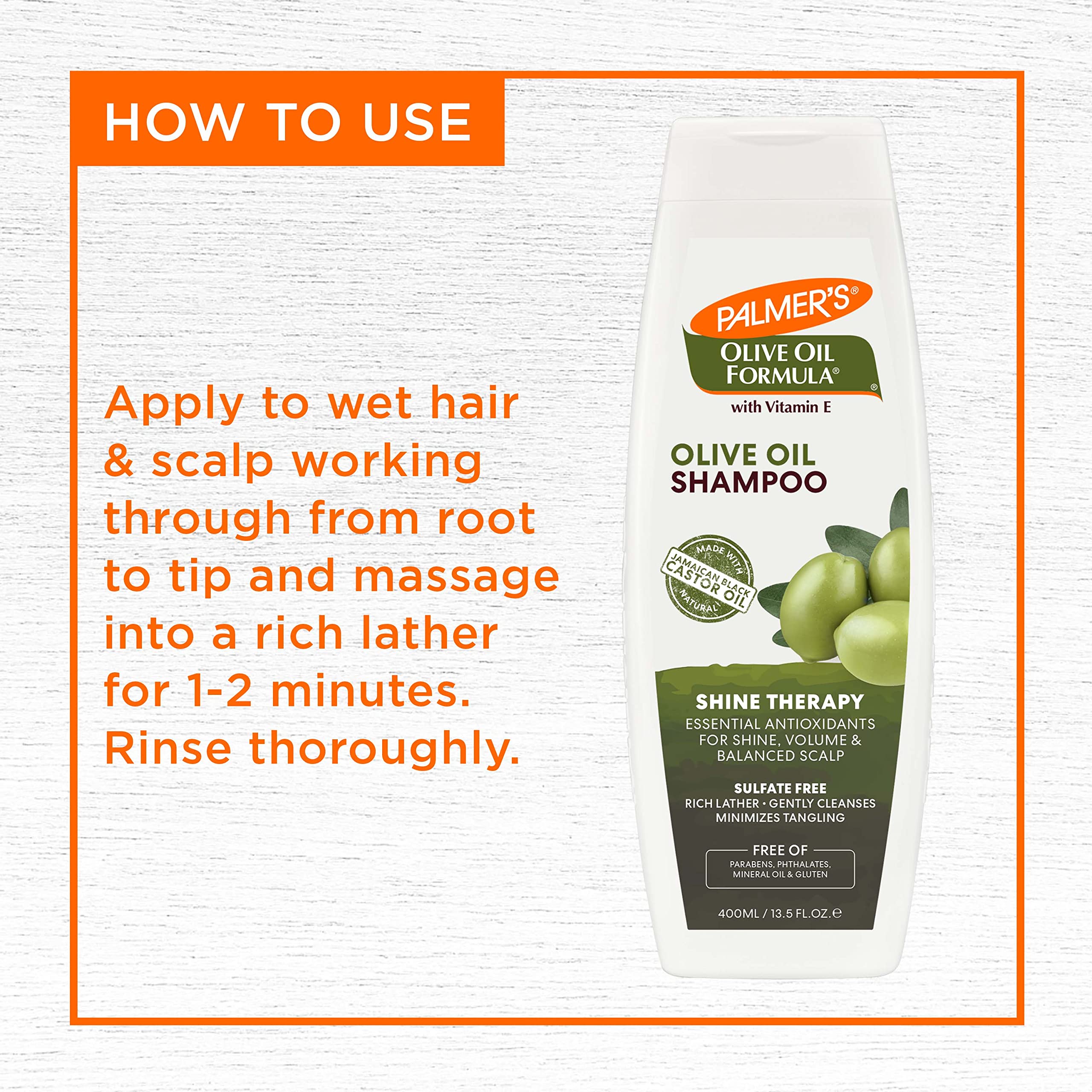 Graphic shows olive oil, keratin amino acids, and cocoa butter
