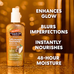 Palmer's Radiance Oil catches light for a soft glow on skin.