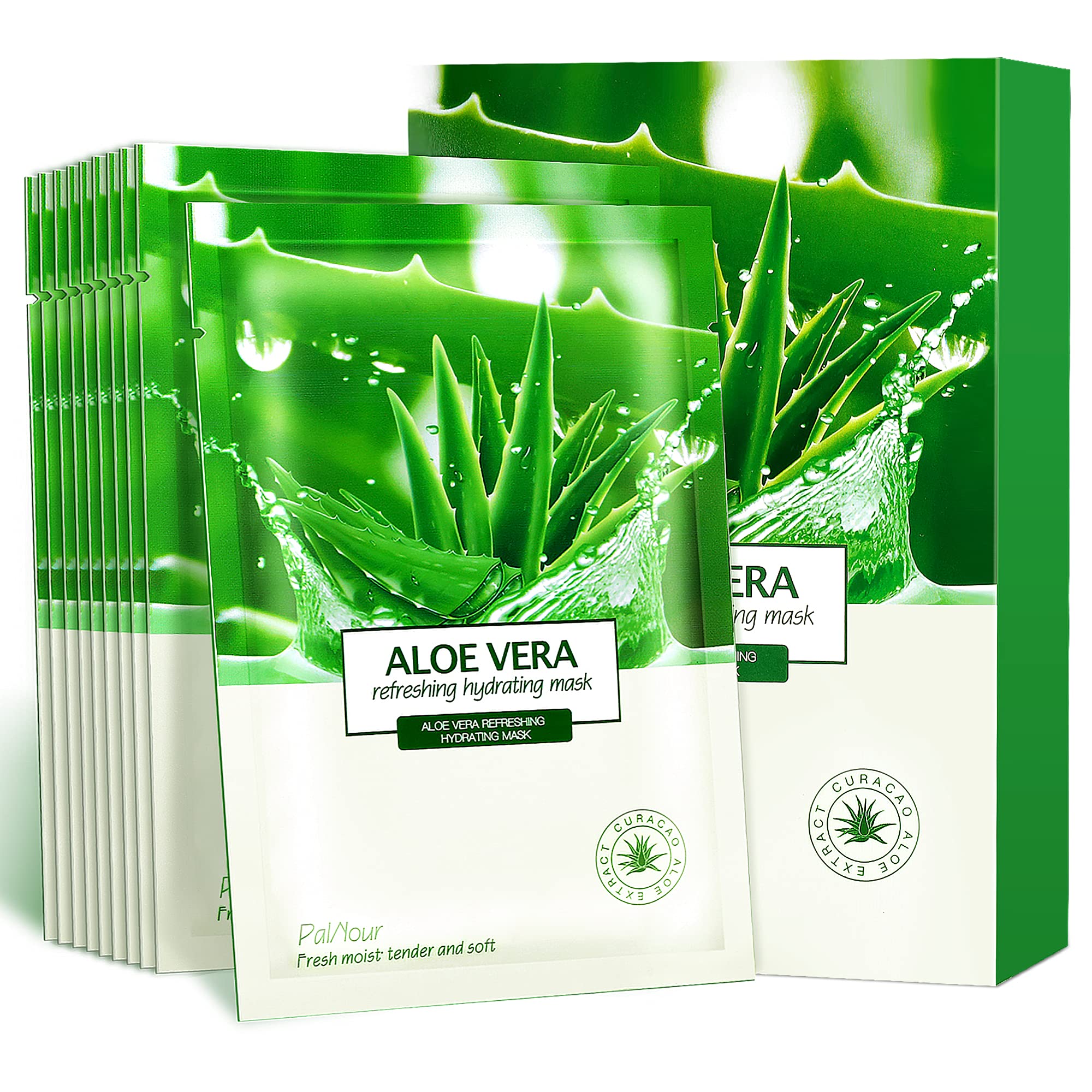 PalNour Aloe facial sheet application for immediate skin hydration.