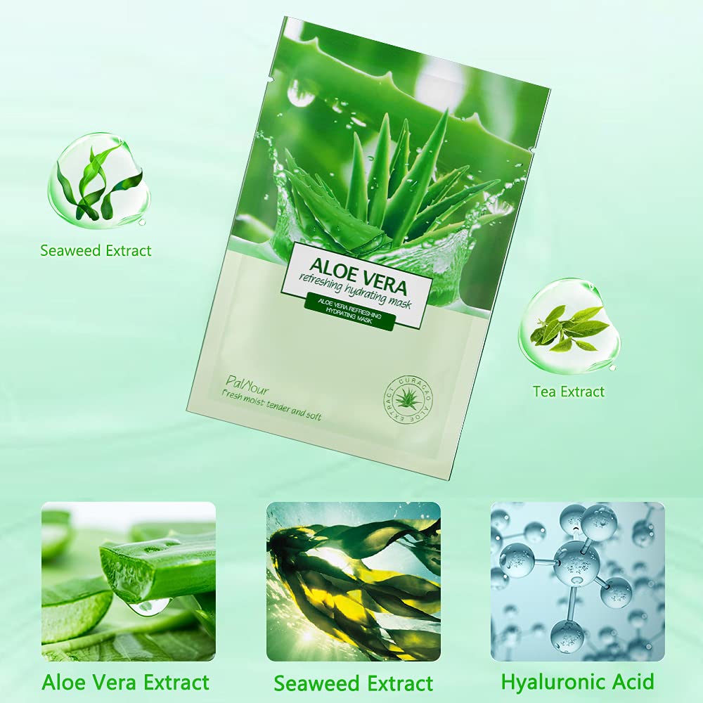 PalNour Aloe face sheet packaging highlights convenient single-use sachets.