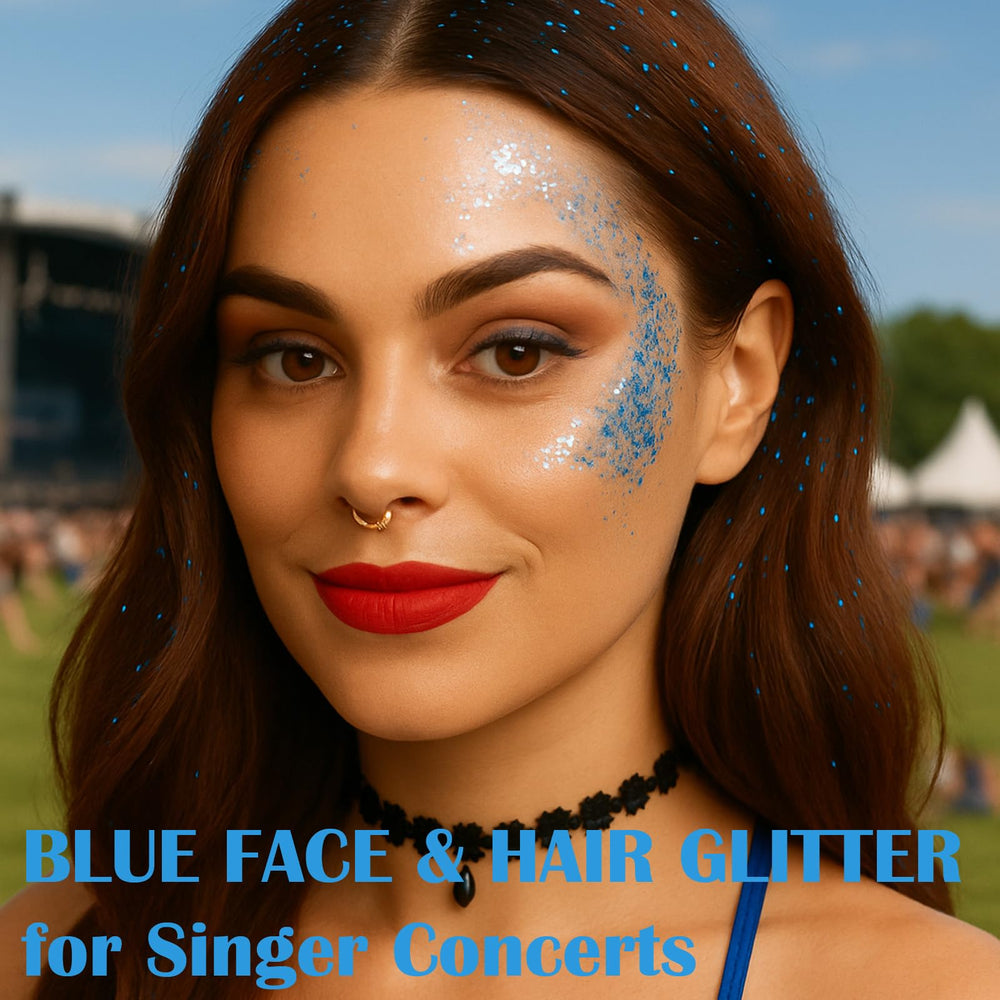Paminify Blue Glitter Stick on the body creates long-lasting sparkle.