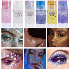 Paminify Blue Glitter Stick on hair adds shimmering accents.