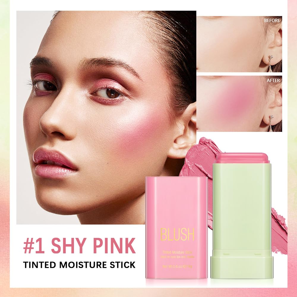 Paminify rounded-edge blush stick enabling easy on-the-go touch-ups.