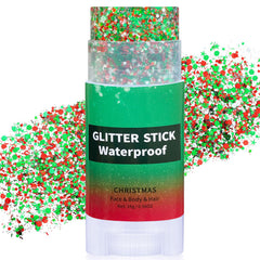 Paminify Christmas Glitter Stick with red-green sequins for festive holiday makeup